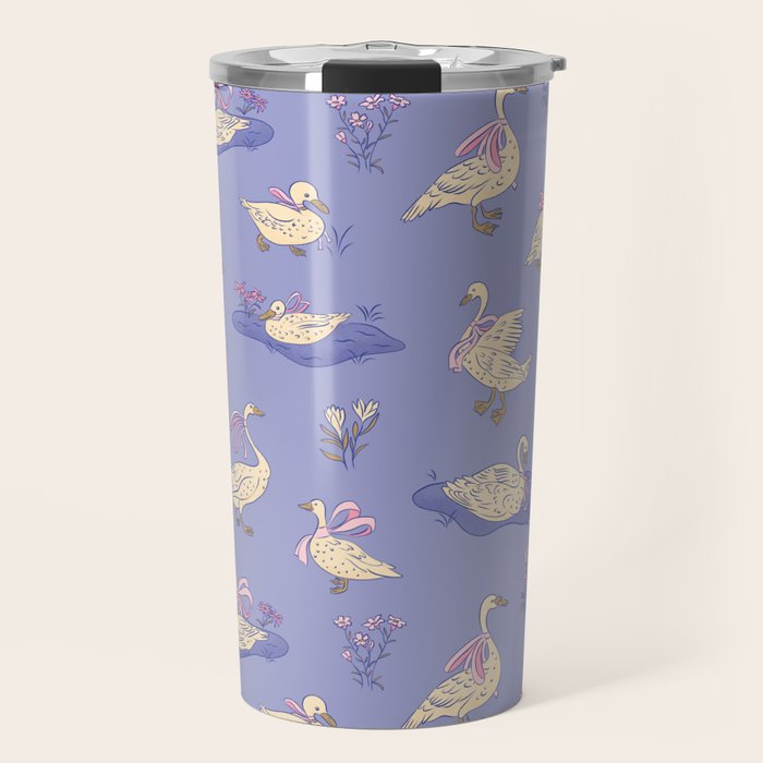 Swans With Bows - Ducks And Flowers Travel Mug Gallery Image 1