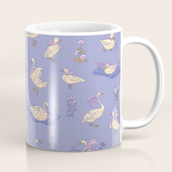 Swans With Bows - Ducks And Flowers Coffee Mug Gallery Image 1