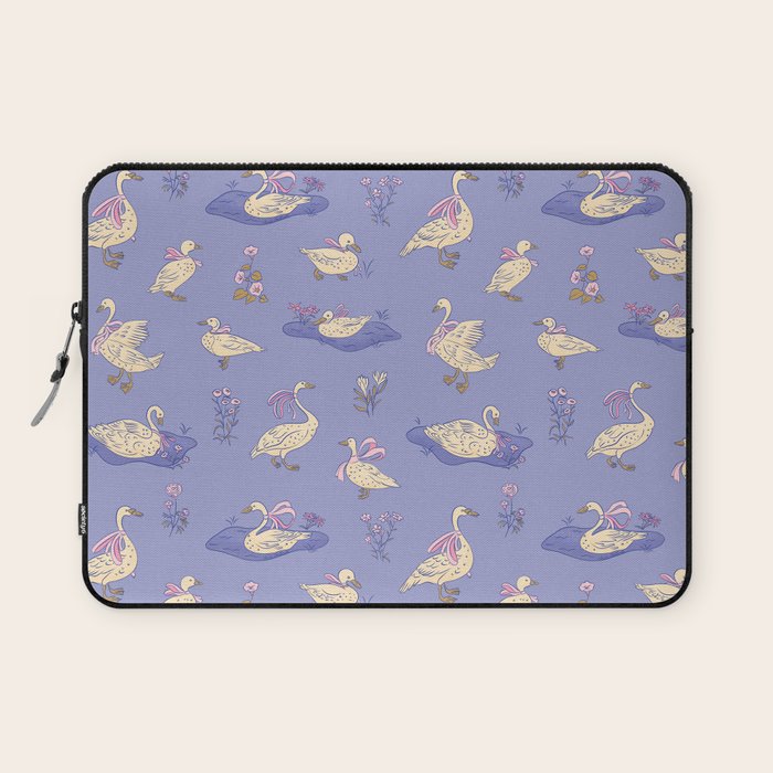 Swans With Bows - Ducks And Flowers Laptop Sleeve Gallery Image 1
