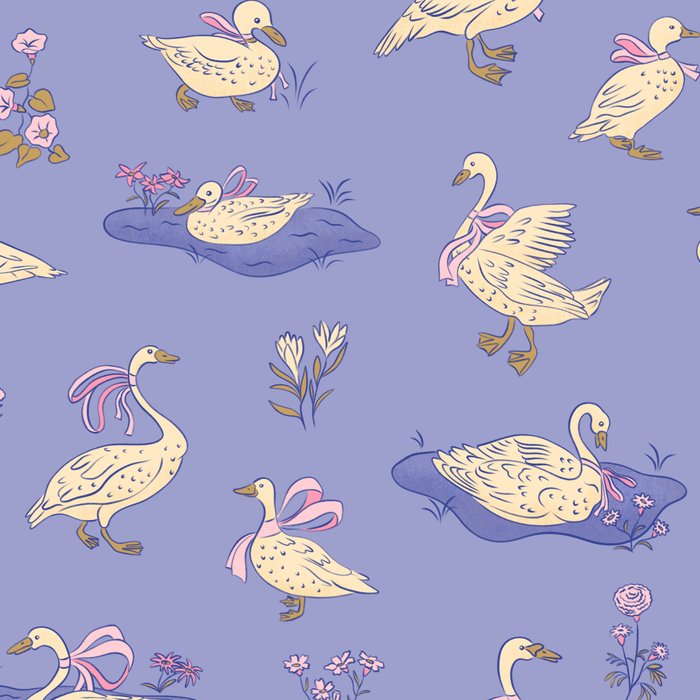 Swans With Bows - Ducks And Flowers Coffee Mug Gallery Image 2