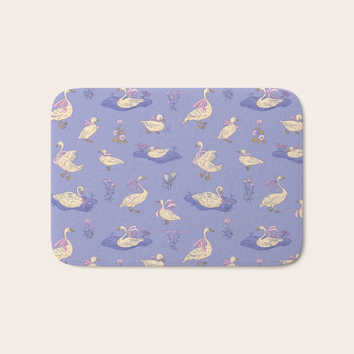 Swans With Bows - Ducks And Flowers Bath Mat Gallery Image 1