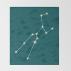 Taurus Zodiac Star Constellation Line Art Deep Teal Throw Blanket Gallery Image 2