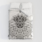 Lotus Blossom Mandala - Black Palette Duvet Cover Gallery Image 6