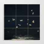 Birds in Flight - Dark Blue Sea - Ocean Print - Travel photography Wood Wall Art Gallery Image 1
