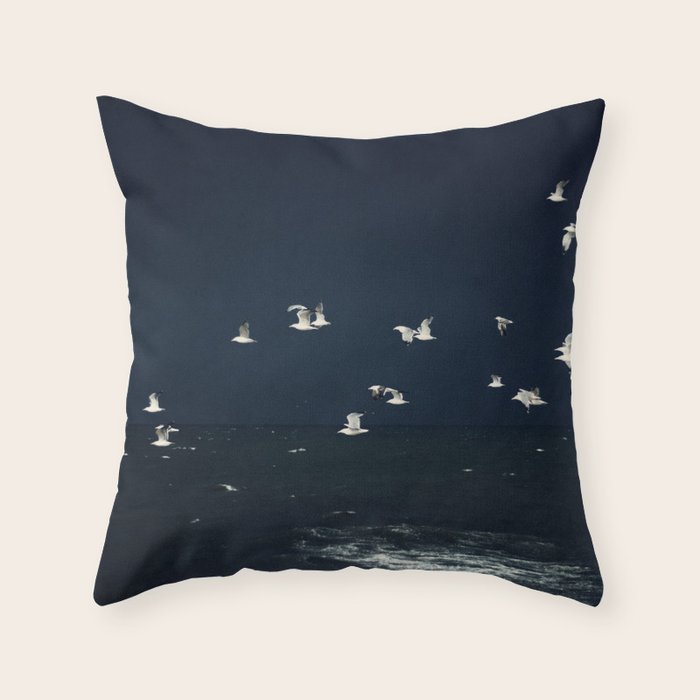 Birds in Flight - Dark Blue Sea - Ocean Print - Travel photography Throw Pillow Gallery Image 6