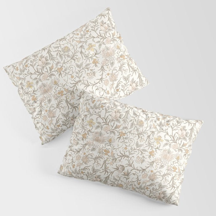 Hand Drawn Jacobean Floral - Apricot Sage Pillow Sham Gallery Image 3