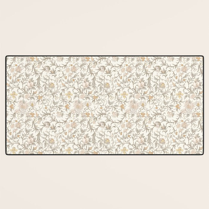 Hand Drawn Jacobean Floral - Apricot Sage Desk Mat Gallery Image 3
