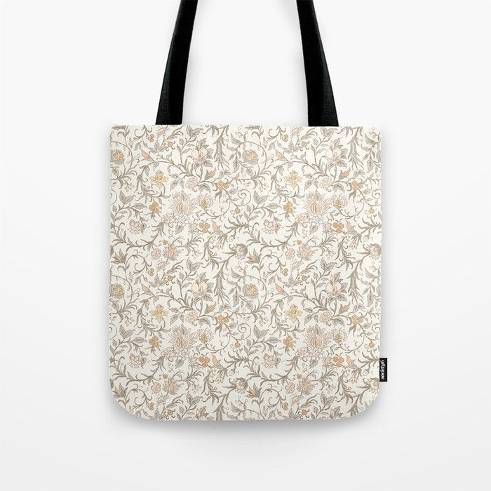 Hand Drawn Jacobean Floral - Apricot Sage Tote Bag Gallery Image 1