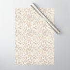 Hand Drawn Jacobean Floral - Apricot Sage Wrapping Paper Gallery Image 1