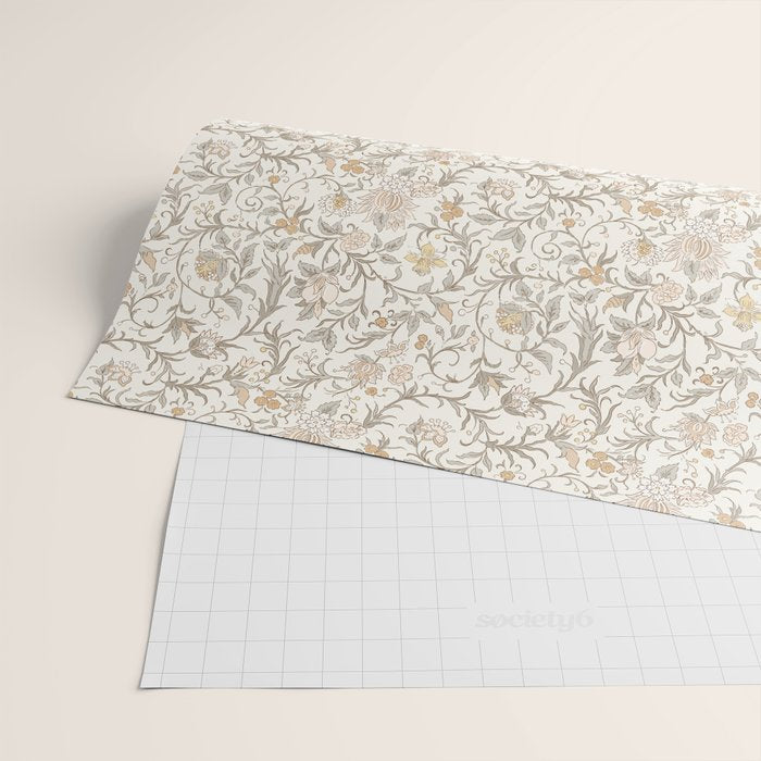 Hand Drawn Jacobean Floral - Apricot Sage Wrapping Paper Gallery Image 2