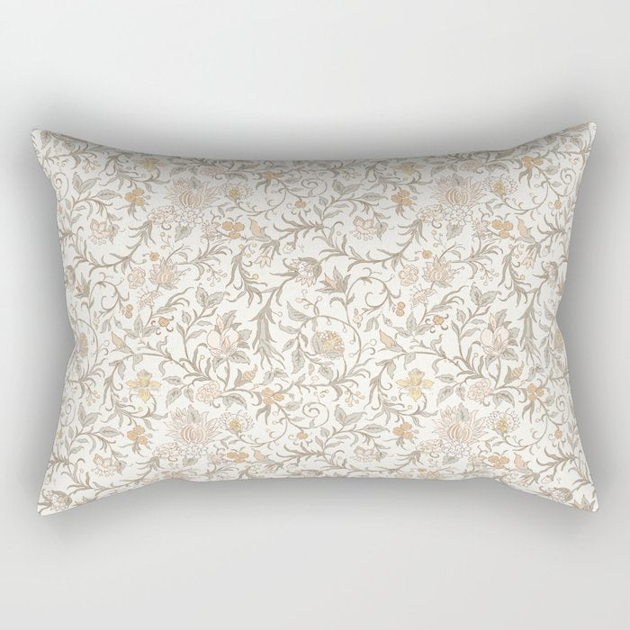 Hand Drawn Jacobean Floral - Apricot Sage Rectangular Pillow Gallery Image 2