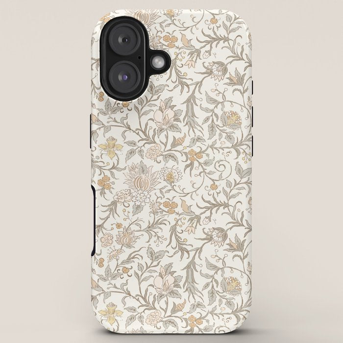 Hand Drawn Jacobean Floral - Apricot Sage iPhone Case Gallery Image 5