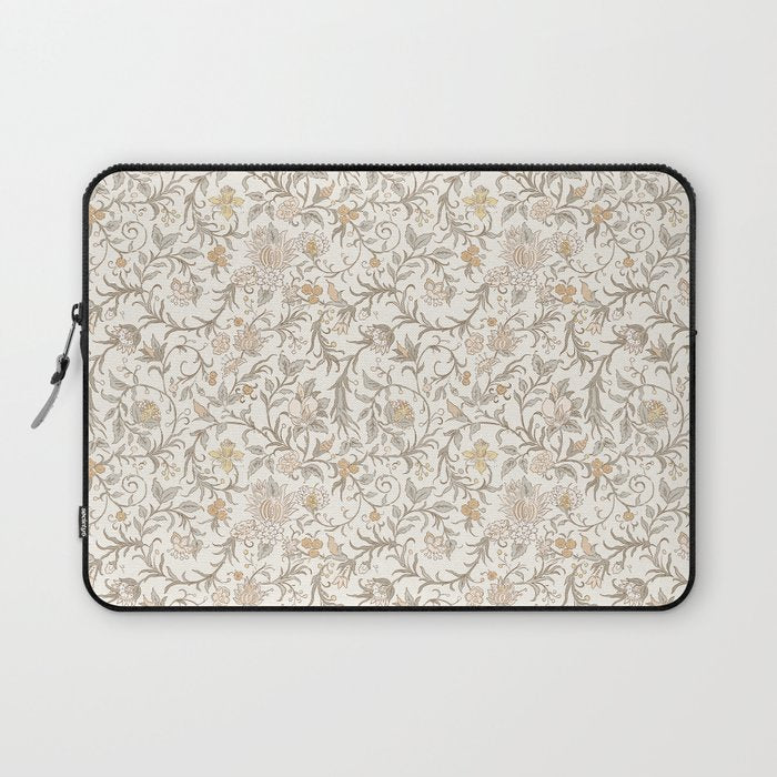 Hand Drawn Jacobean Floral - Apricot Sage Laptop Sleeve Gallery Image 1