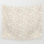 Hand Drawn Jacobean Floral - Apricot Sage Wall Tapestry Gallery Image 4