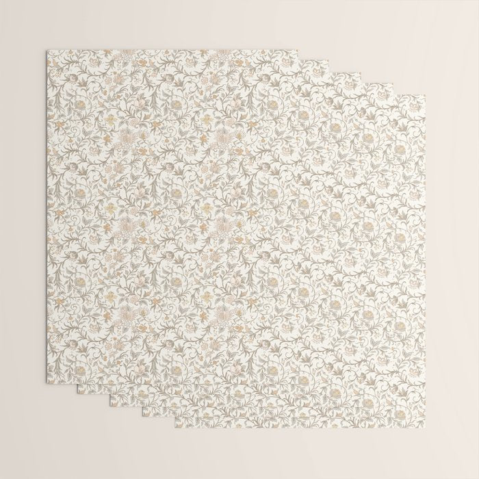 Hand Drawn Jacobean Floral - Apricot Sage Wrapping Paper Gallery Image 3