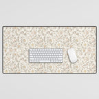 Hand Drawn Jacobean Floral - Apricot Sage Desk Mat Gallery Image 1