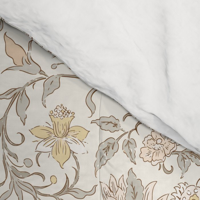 Hand Drawn Jacobean Floral - Apricot Sage Comforter Gallery Image 4