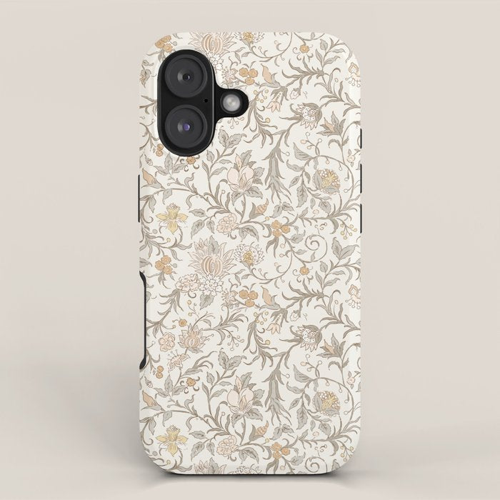 Hand Drawn Jacobean Floral - Apricot Sage iPhone Case Gallery Image 1