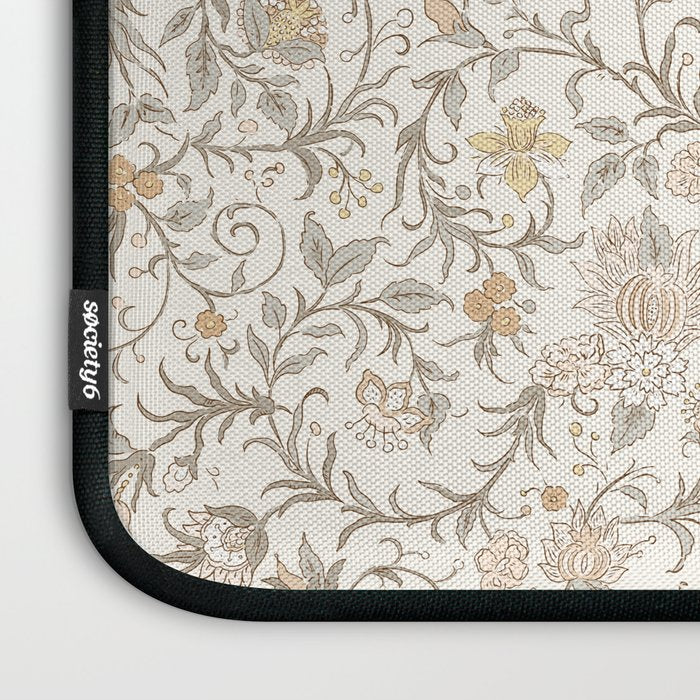 Hand Drawn Jacobean Floral - Apricot Sage Laptop Sleeve Gallery Image 3
