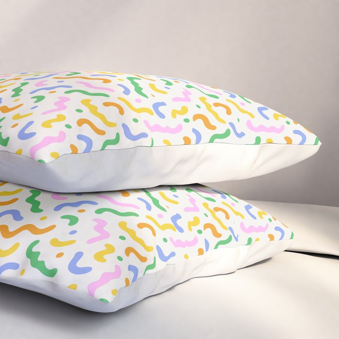 Colorful line doodle art pattern Pillow Sham Gallery Image 3