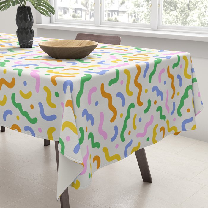 Colorful line doodle art pattern Tablecloth Gallery Image 3