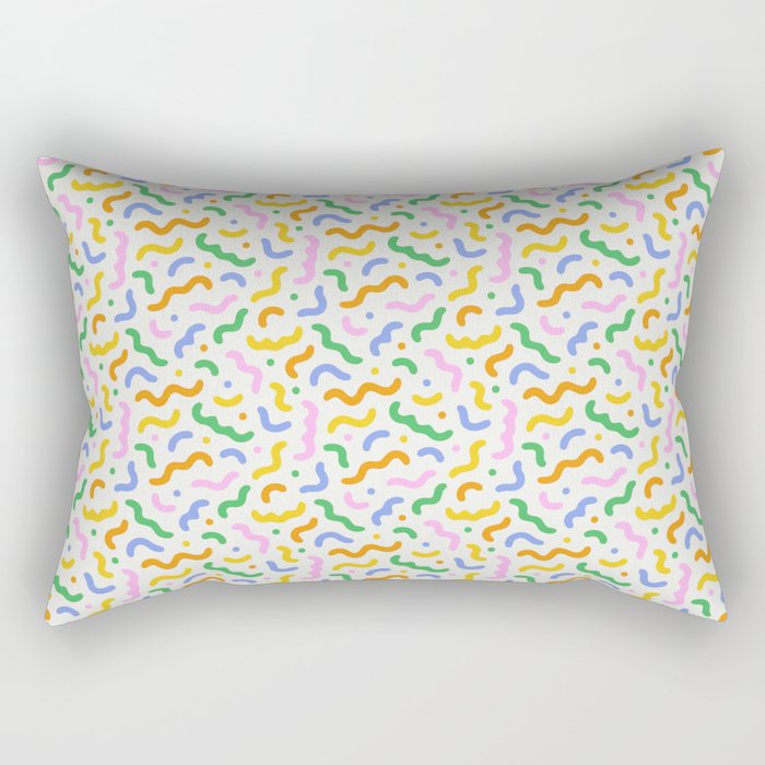 Colorful line doodle art pattern Rectangular Pillow Gallery Image 2