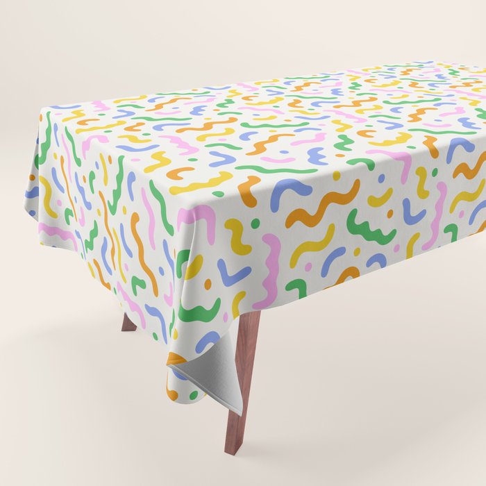 Colorful line doodle art pattern Tablecloth Gallery Image 1