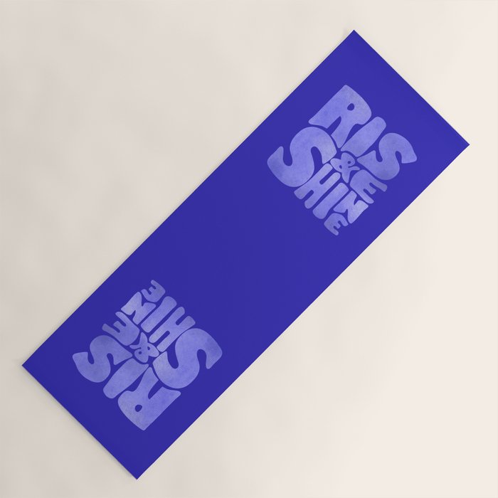 Rise and Shine - blue typography Yoga Mat Gallery Image 1