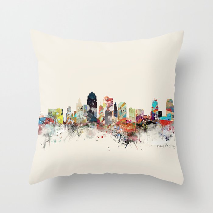 kansas city skyline Throw Pillow Gallery Image 1
