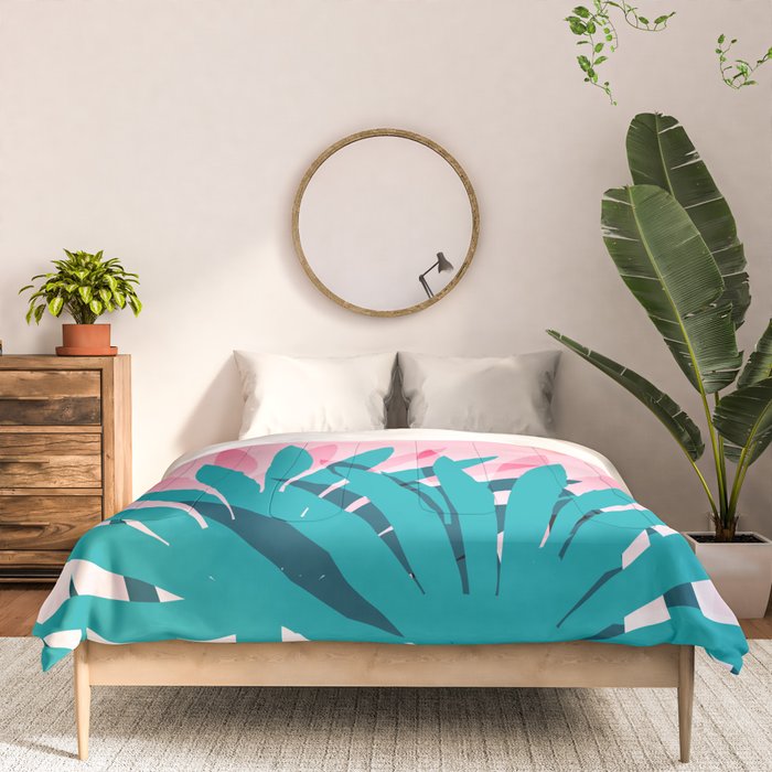 Dissed - memphis retro vintage neon pink pastel ombre trendy girl gift for hipster urban beach goer Comforter Gallery Image 3