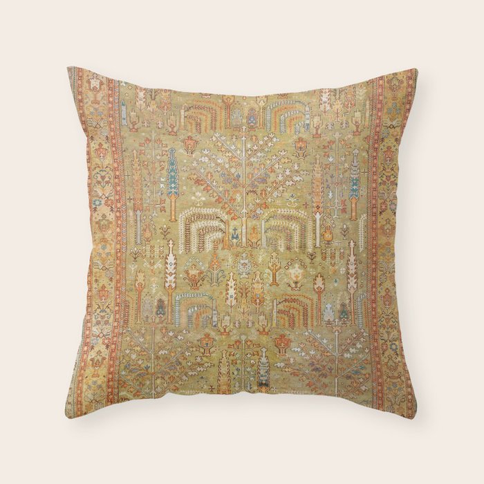 Large Antique Turkish Oushak Rug Print Throw Pillow Gallery Image 6