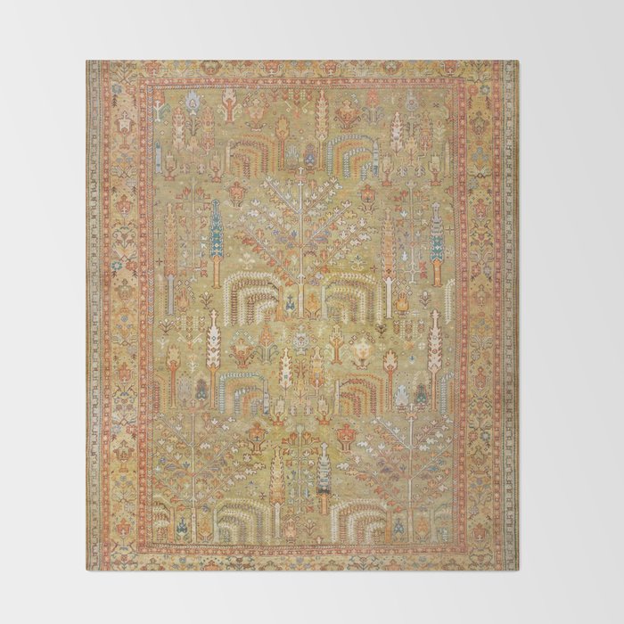 Large Antique Turkish Oushak Rug Print Throw Blanket Gallery Image 2