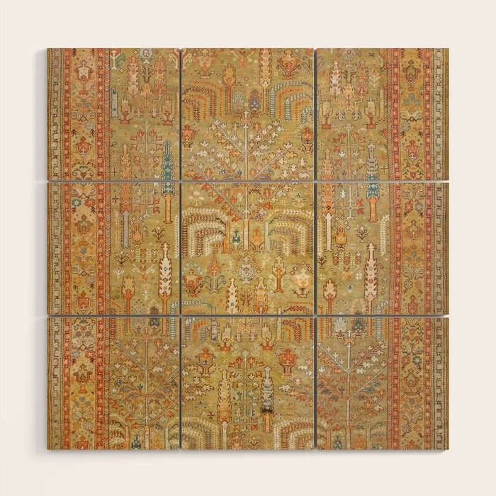 Large Antique Turkish Oushak Rug Print Wood Wall Art Gallery Image 1