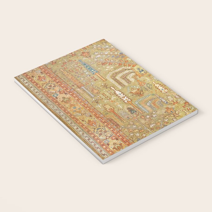 Large Antique Turkish Oushak Rug Print Notebook Gallery Image 3