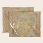 Large Antique Turkish Oushak Rug Print Placemat Gallery Image 1