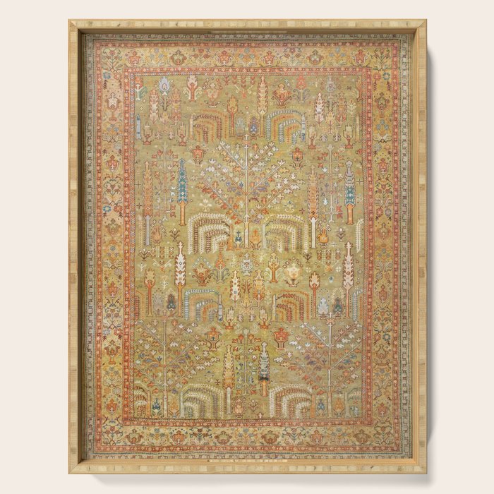 Large Antique Turkish Oushak Rug Print Serving Tray Gallery Image 1