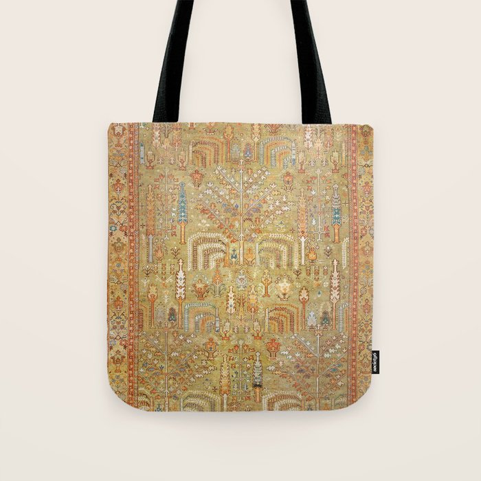 Large Antique Turkish Oushak Rug Print Tote Bag Gallery Image 1