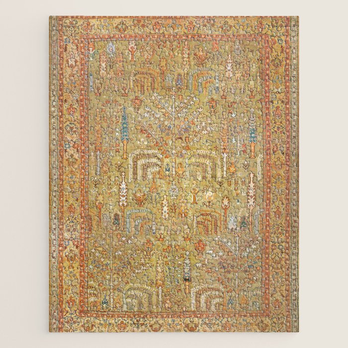 Large Antique Turkish Oushak Rug Print Jigsaw Puzzle Gallery Image 1