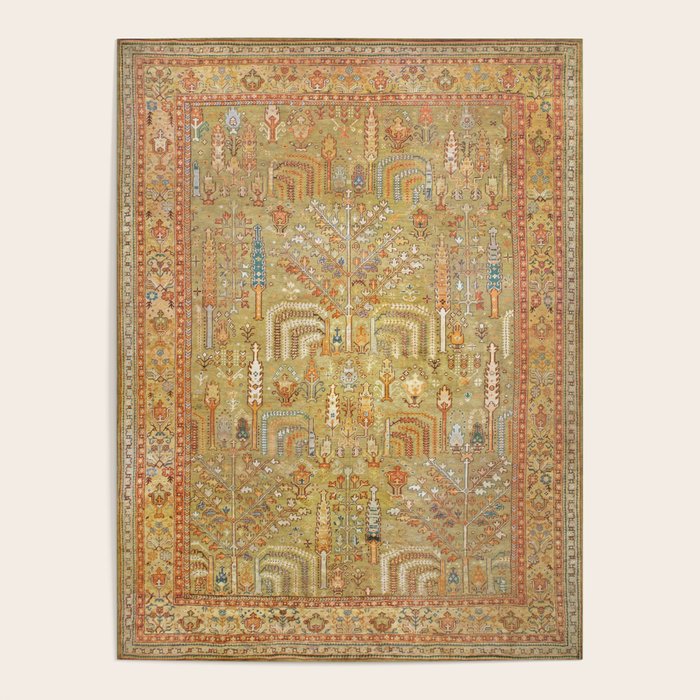 Large Antique Turkish Oushak Rug Print Poster Gallery Image 4