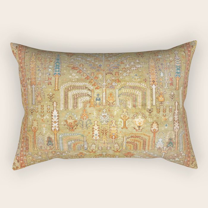 Large Antique Turkish Oushak Rug Print Rectangular Pillow Gallery Image 1