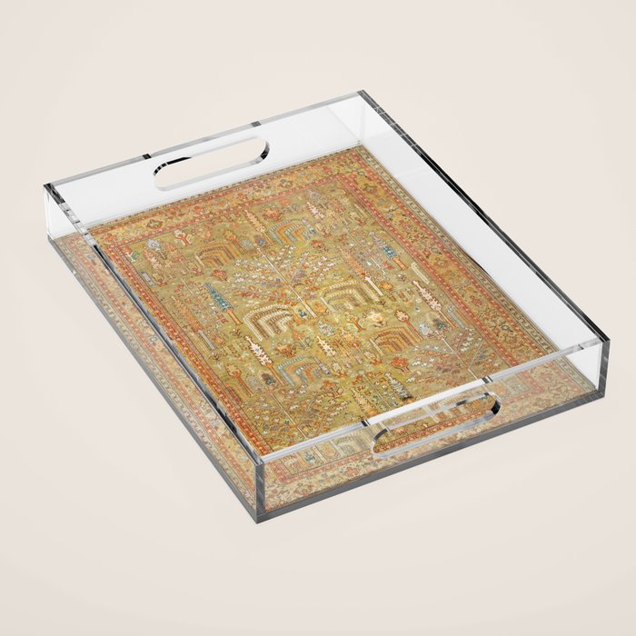 Large Antique Turkish Oushak Rug Print Acrylic Tray Gallery Image 1
