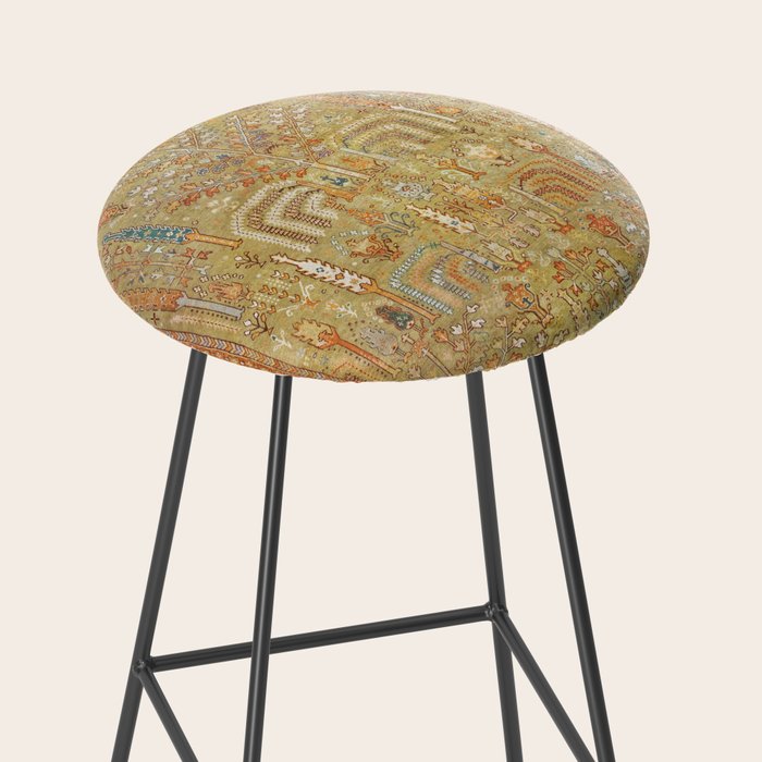 Large Antique Turkish Oushak Rug Print Stool Gallery Image 2