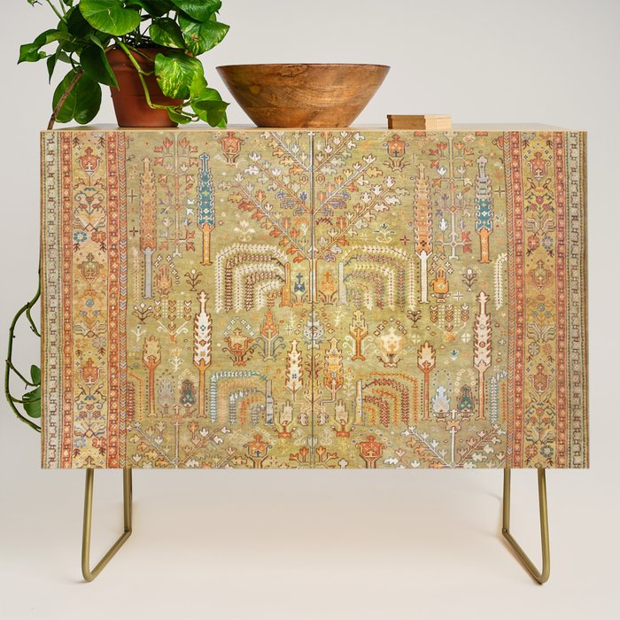 Large Antique Turkish Oushak Rug Print Credenza Gallery Image 1
