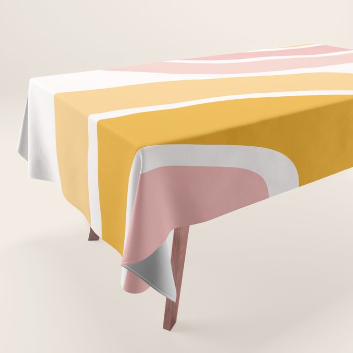 Abstract Shapes 37 in Mustard Yellow and Pale Pink Tablecloth Gallery Image 1