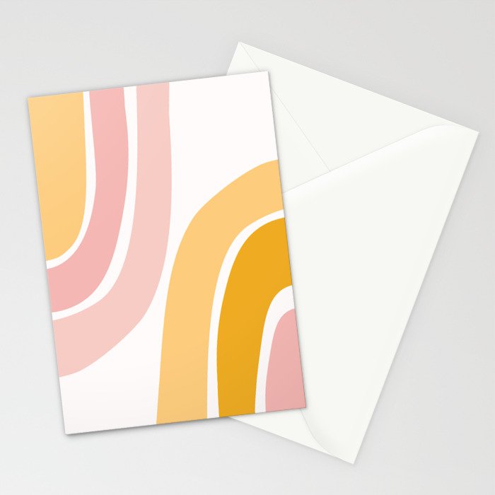 Abstract Shapes 37 in Mustard Yellow and Pale Pink Stationery Card Gallery Image 2