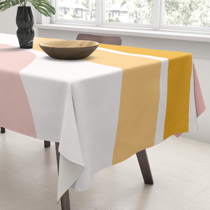 Abstract Shapes 37 in Mustard Yellow and Pale Pink Tablecloth Gallery Image 3