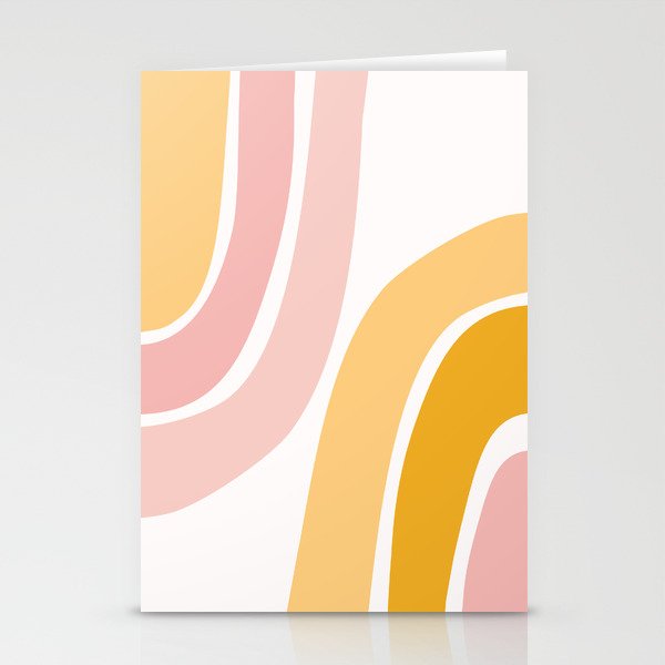 Abstract Shapes 37 in Mustard Yellow and Pale Pink Stationery Card Gallery Image 2