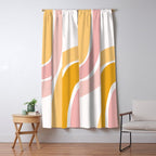 Abstract Shapes 37 in Mustard Yellow and Pale Pink Window Curtain Gallery Image 5