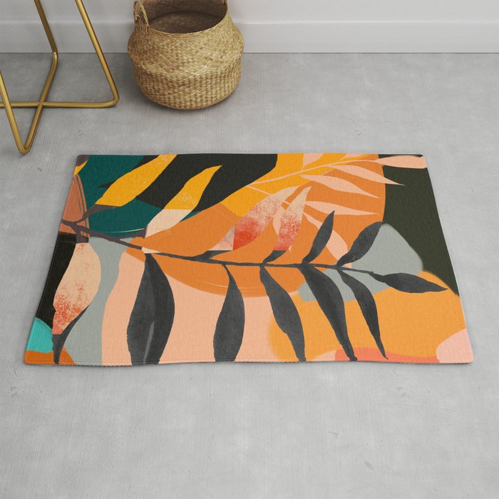 Abstract Art Tropical Leaves 108 Rug Gallery Image 1
