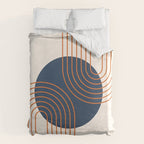 Mid Century Modern Geometric 162 Sun Rainbow abstract in Navy Blue Orange Duvet Cover Gallery Image 6